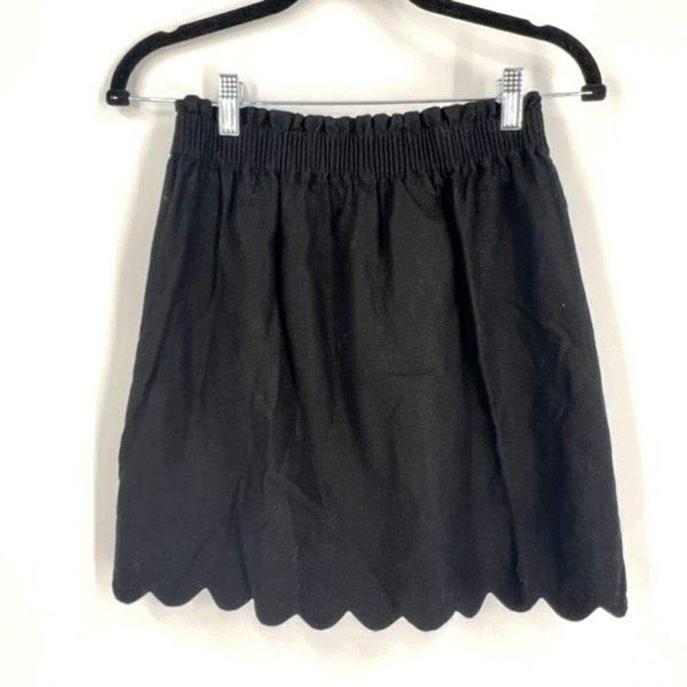 J. Crew Women's Linen‎ Blend Scalloped Hem Paper Bag Waist Skirt Black Size 2